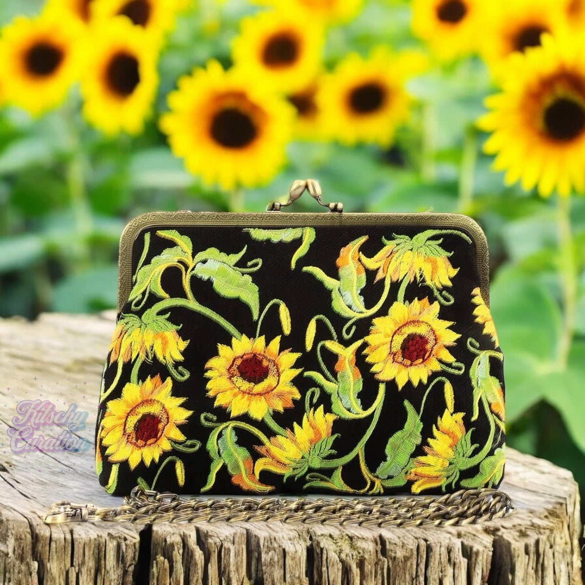 Sunflower Kisslock Bag