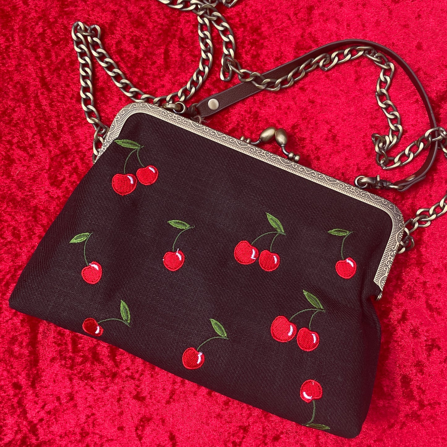 Cherry Kisslock Clutch