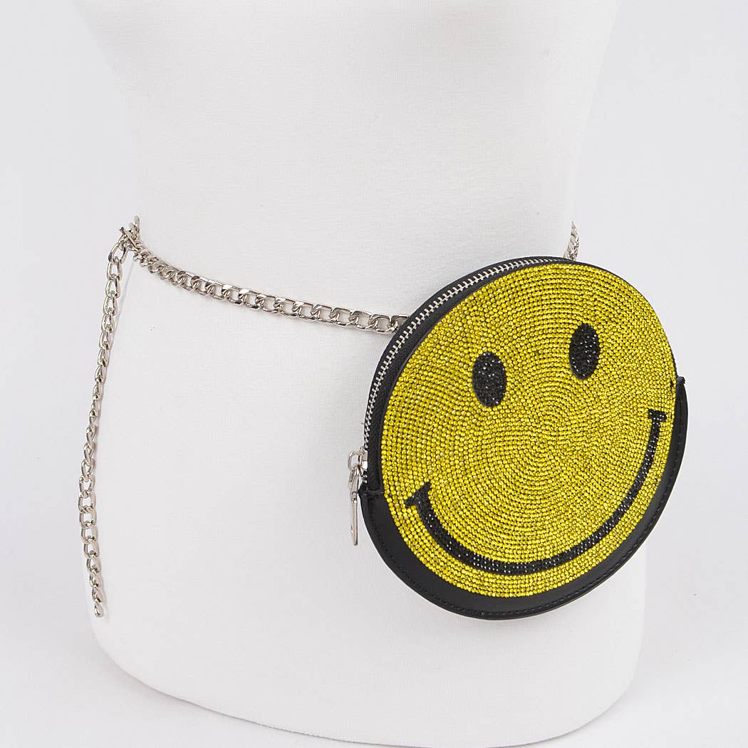 Happy Face Rhinestone Hip Bag