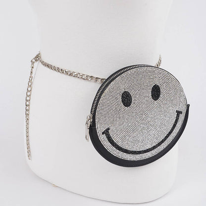 Happy Face Rhinestone Hip Bag