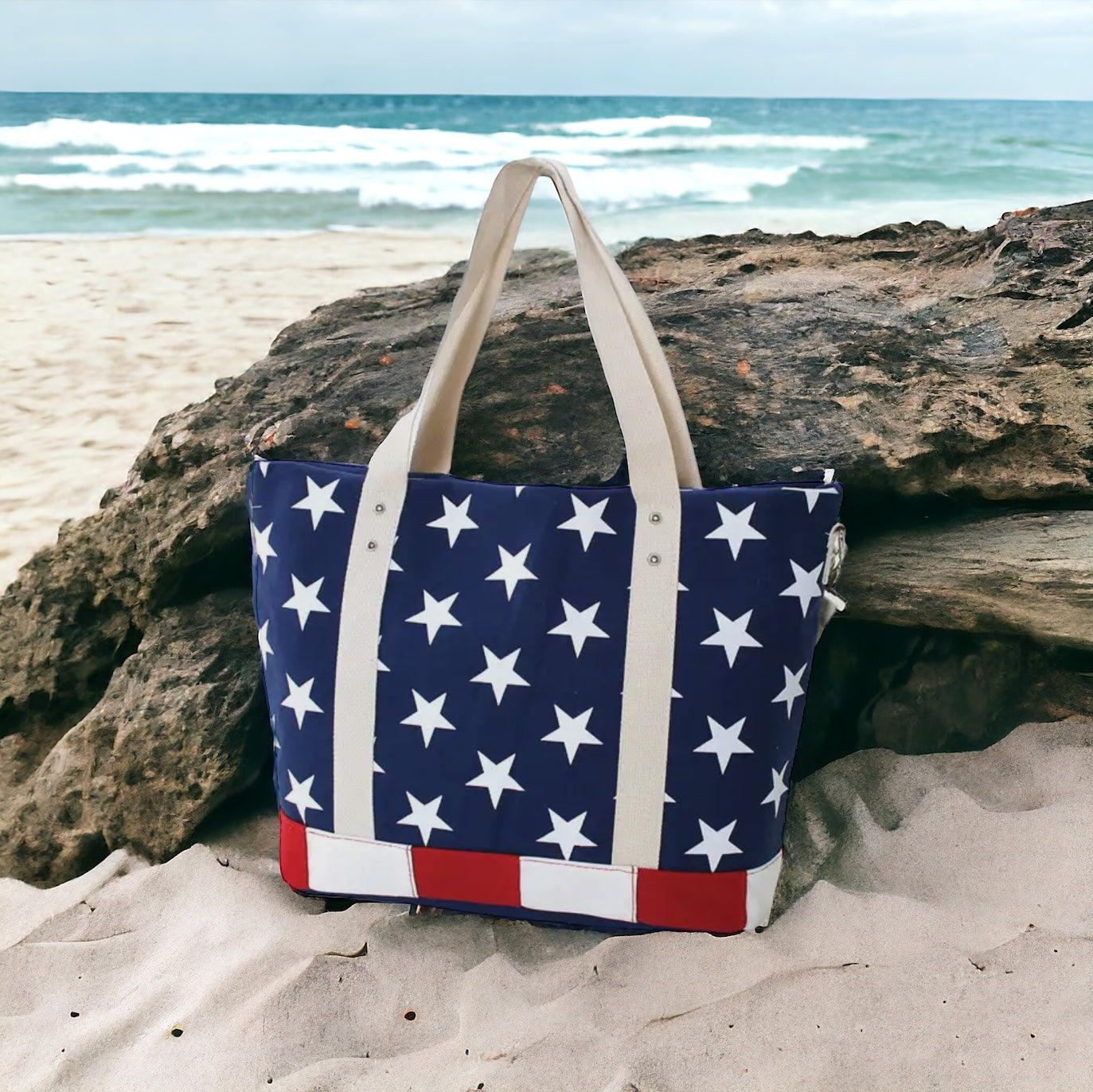 American Flag Beach Tote