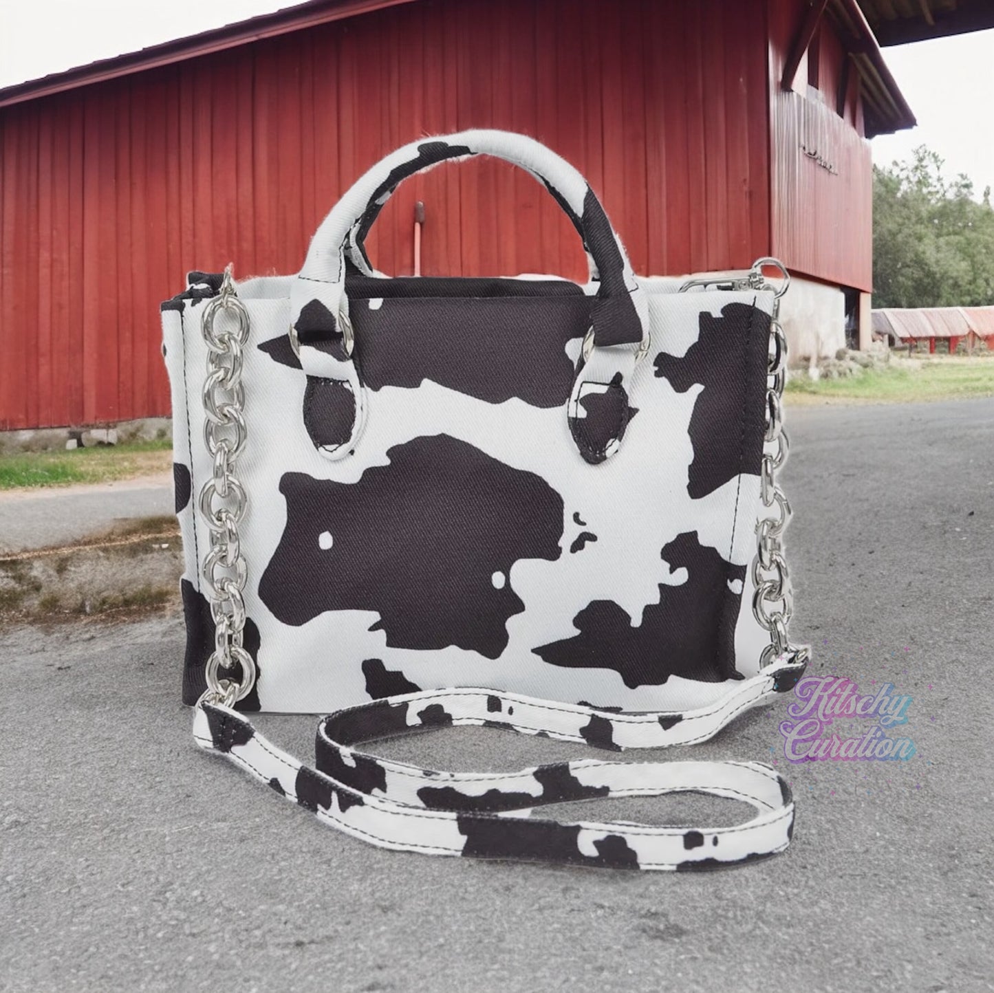 Cow Print Denim Tote