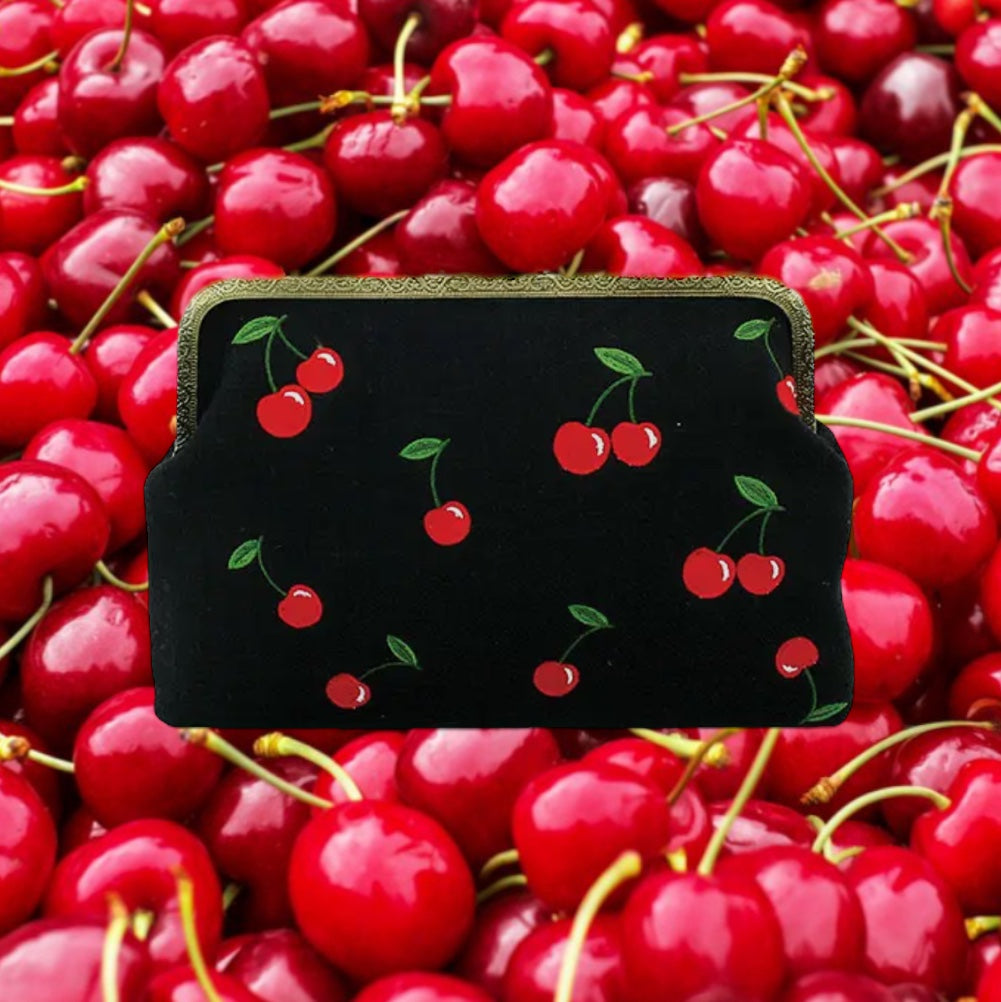 Cherry Kisslock Clutch