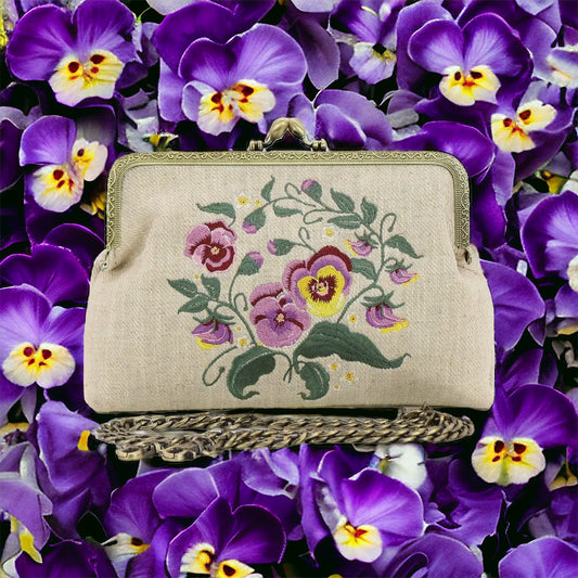 Pansies Kisslock Clutch