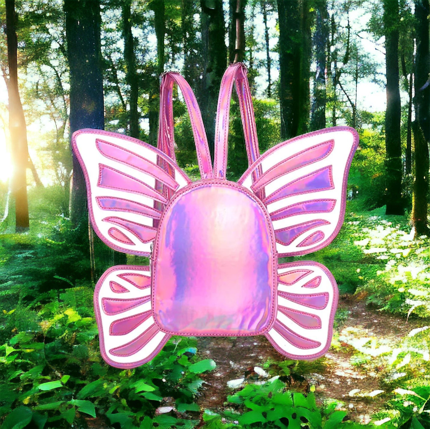 Pink Holo Butterfly Backpack