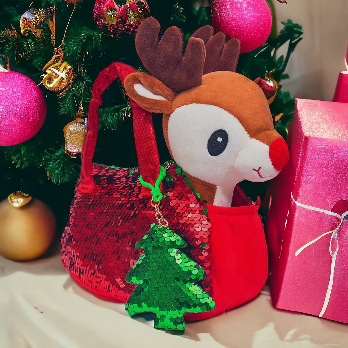 Rudolf Sequin Plush Purse