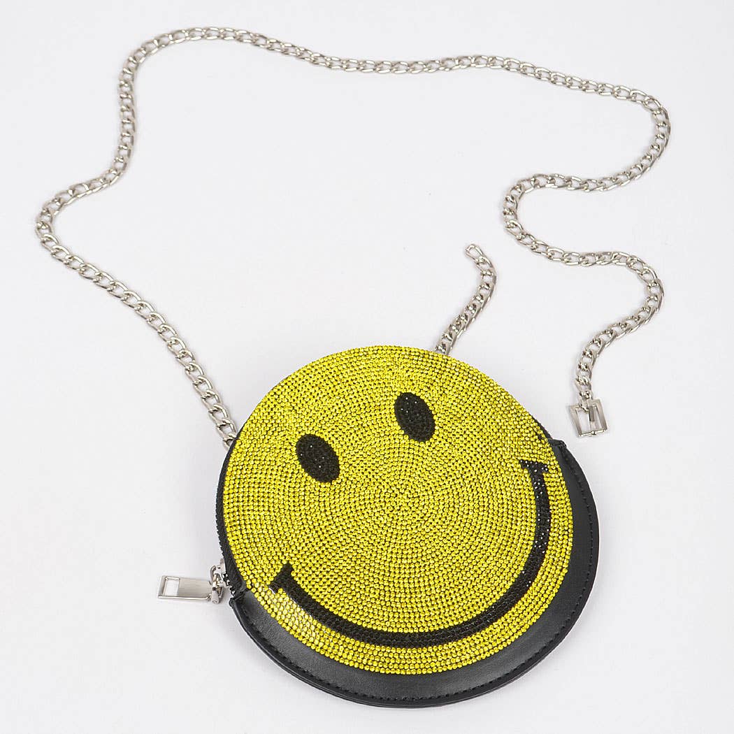 Happy Face Rhinestone Hip Bag